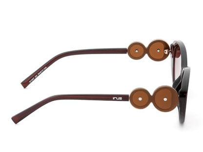 IRUS Women Oval sunglasses | 100% UV protection | Small Size | Brown Gradient Polycarbonate lens