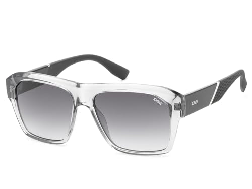 IDEE 100% UV protected sunglasses for Men with Shiny Crystal Grey Polycarbonate frame | Size - Large with Greycolored lens