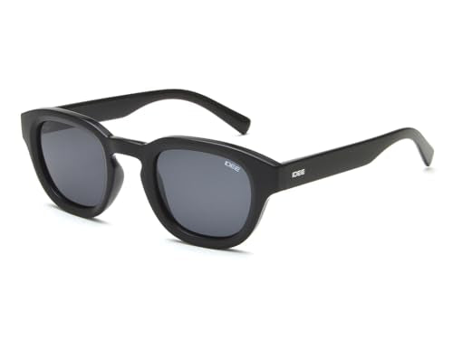 IDEE 100% UV protected sunglasses for Men with Shiny Black Polycarbonate frame | Size - Small with Greycolored lens